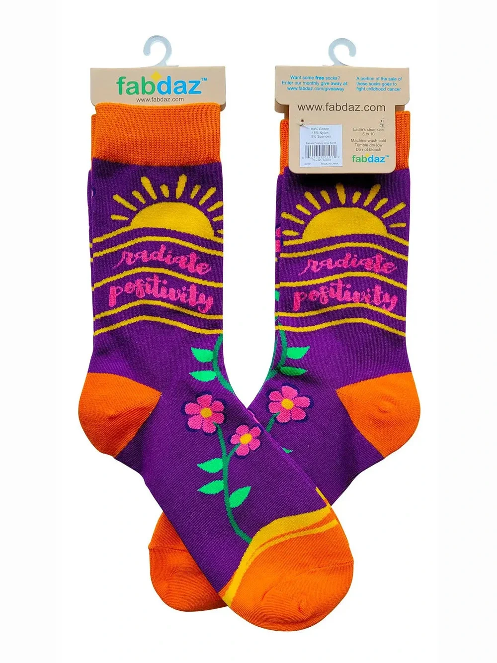 FD7 | Fabdaz Women's Novelty Crew Socks | Radiate Positivity | Size 5-10